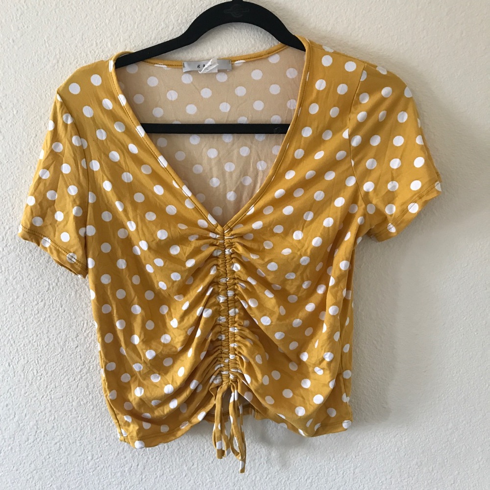 Retro polka dot sinched crop top